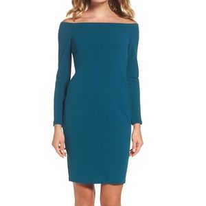 Eliza J off the shoulder scuba dress